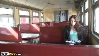 A pickup on the train turned into a wild group encounter for a young beauty