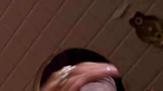 A girl sucked cock through a hole in the toilet