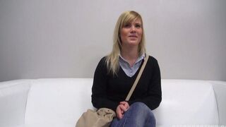 Young Czech girl has a blowjob with an older man at the casting
