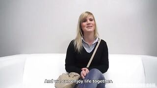 Young Czech girl has a blowjob with an older man at the casting