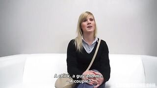 Young Czech girl has a blowjob with an older man at the casting
