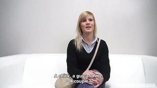 Young Czech girl has a blowjob with an older man at the casting