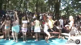A young girl is having fun in the forest with someone special