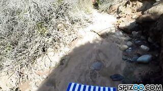 Girl with big natural tits has sex in nature