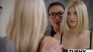 Blondie in stockings seduced her partner for deep anal
