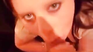 Young girls love to eat fresh sperm during blowjob