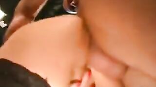 German hooker gives a blowjob and fucks roughly in a group scene