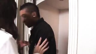 Dark-skinned reporter beds curly-haired beauty Sasha Gray in a steamy encounter