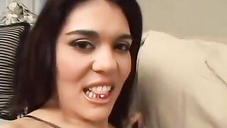 Ffm sex under the skirt, two guys fuck her wet pussy hard