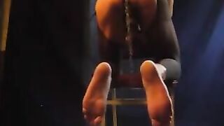 A man in pantyhose struggles with maintaining an erection