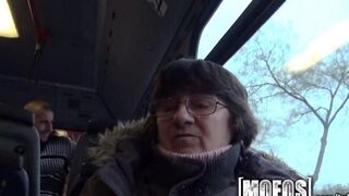 Fella fucked in the ass girl right on the bus