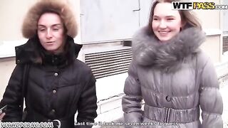 Two blondie chicks get picked up and fucked