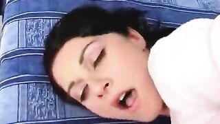 The girl got a lot of sperm on her face after anal sex