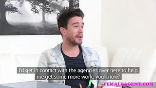 Girl passionately fucks with her guy on the couch in stockings and high heels