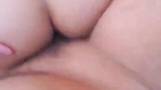 First person creampie with a sexy brunette, showcasing intimate POV action