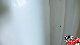 Beautiful girl has a quick sex session in the bathroom, showcasing raw passion
