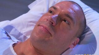 Nurse gave her breast to suck to the patient in the hospital, a steamy scene
