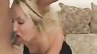 Blonde beauty with an appetizing ass, gets fucked hard in her mouth