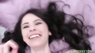 Hot brunette is fucking with her boyfriend at home