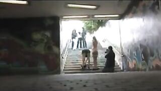 She was caught naked in the transition and fucked on the public spot