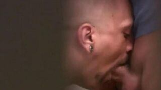 Guys fuck each other in the toilet cubicle of a public restroom