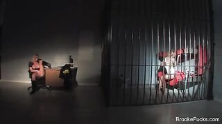 The guard caressed his dick in the uniform at work