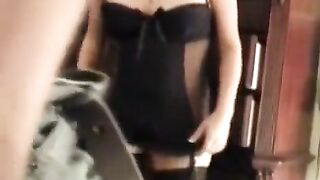 A hot wife in sexy underwear is begging for her husband's cock