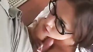 The hot woman fucks with her boss in his office