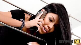 Latina with big tits Canela Skin got stuck and fucked