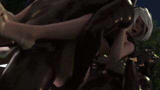 2B Night Park Double Penetration [Grand Cupido] (Nier Automata) - enjoy deep sex with 2B in this animated scene