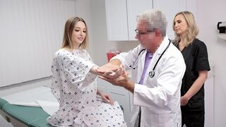 The gorgeous teen Ailee Anne gets wild with her doctor and assistant in a threesome