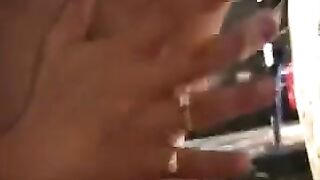 A man brought himself to orgasm with a powerful release, reminiscent of a jet