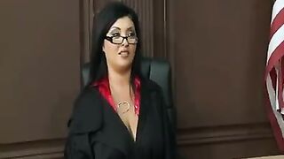 A woman in a uniform has big boobs and she uses them to get what she wants