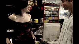 Sex with a charming saleswoman right at the counter