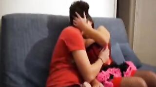 A couple shot a steamy homemade video of intimate couch action