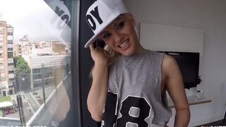 The blond girl was picked up on the road and had anal sex