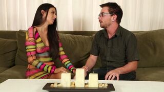 The botanist massaged the sexy girl with a wet sponge