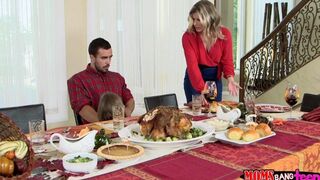 A family dinner ended up in a passionate FFM threesome