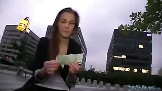 A pick-up girl has sex with a guy for money in the park