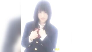 Hot Japanese schoolgirl masturbates her sweet pussy wearing a uniform, showcasing passionate solo play