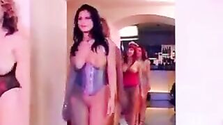 Big tits gang fuck on the couch with a stunning beauty