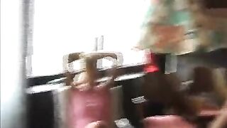 A hot chick is peeping under her skirt while masturbating on cam