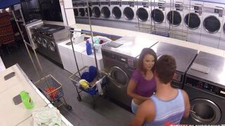 A man managed to seduce the stunning Dillion Harper in the laundry room