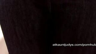 The old woman has a joy in masturbation on the couch