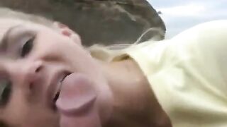 A girl got a dessert from sperm on her face after sex
