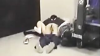 The man lowered his pants and had anal sex with girlfriend