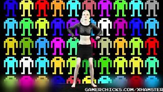 Sexy dancing with stripping in front of a crowd of men