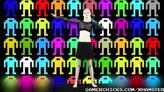 Sexy dancing with stripping in front of a crowd of men