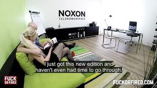 Sex at work is wonderful, especially with a busty blonde secretary
