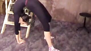 The beautiful gymnast gets her pussy stretched in an intense session
